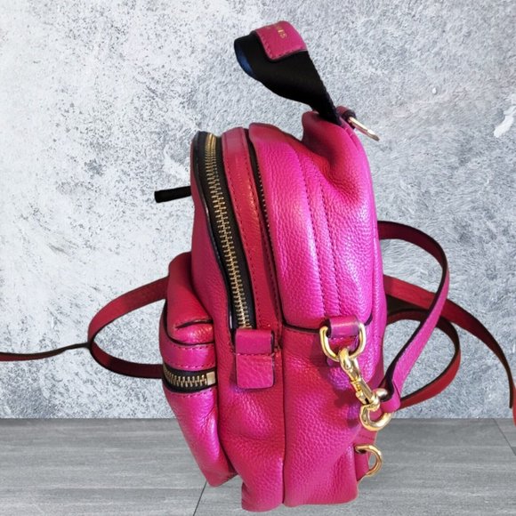 Marc Jacob fuchsia Pink Peddle Leather Two Ways Convertible Crossbody Backpack - Picture 8 of 16